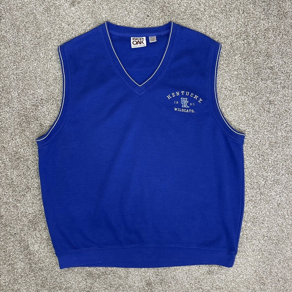Vintage University Of Kentucky Wildcats Red Oak Men's Large Pullover Vest Blue
